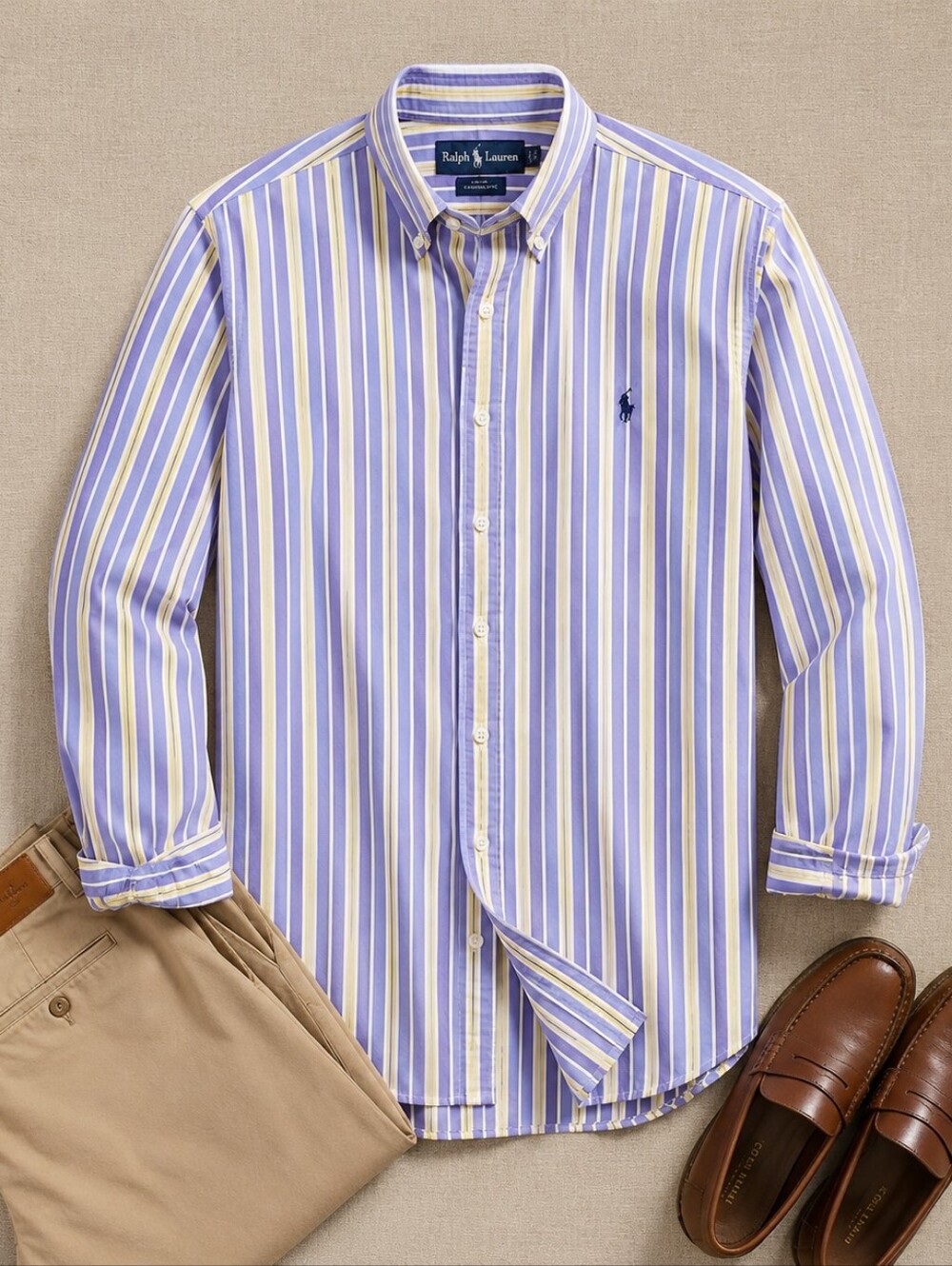 Polo Ralph Lauren Men’s XXL Striped Cotton Button Down Shirt Classic Fit